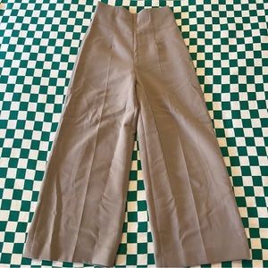 Zara Pleated Wide Leg Cropped Trousers